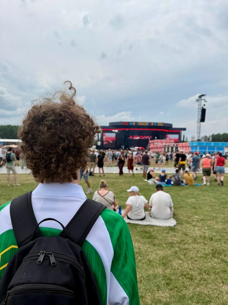 Pablo Joos looking out over a festival field